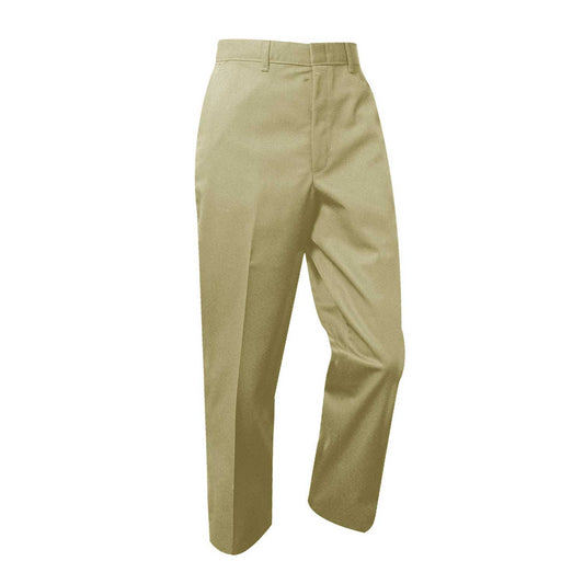 Men's Twill Flat Front Pants-Khaki