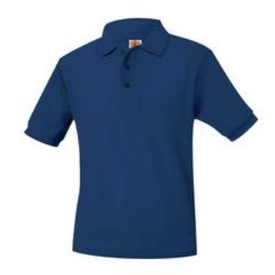 St Mary Unisex Short Sleeve Pique Knit Polo-Navy, OLD LOGO, CLEARANCE