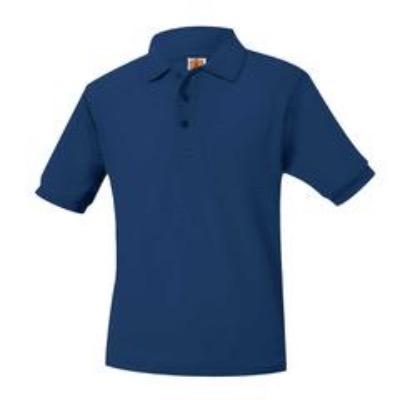 St Mary Unisex Short Sleeve Pique Knit Polo-Navy