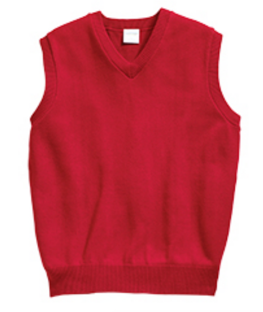 Unisex V-Neck Sleeveless Pullover-Red
