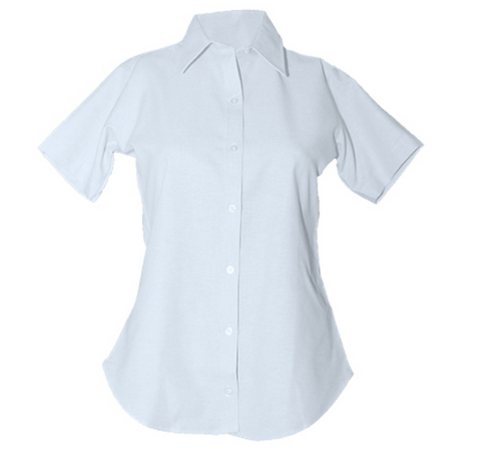 Girls Fitted Short Sleeve Oxford- White