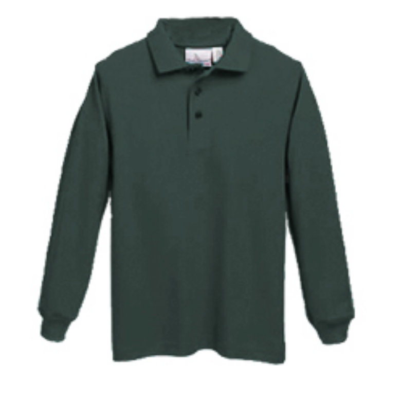 Unisex Long Sleeve Pique Polo-Green