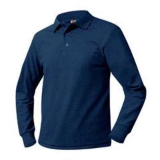 St Lawrence Unisex Pique Knit Long Sleeve-Navy