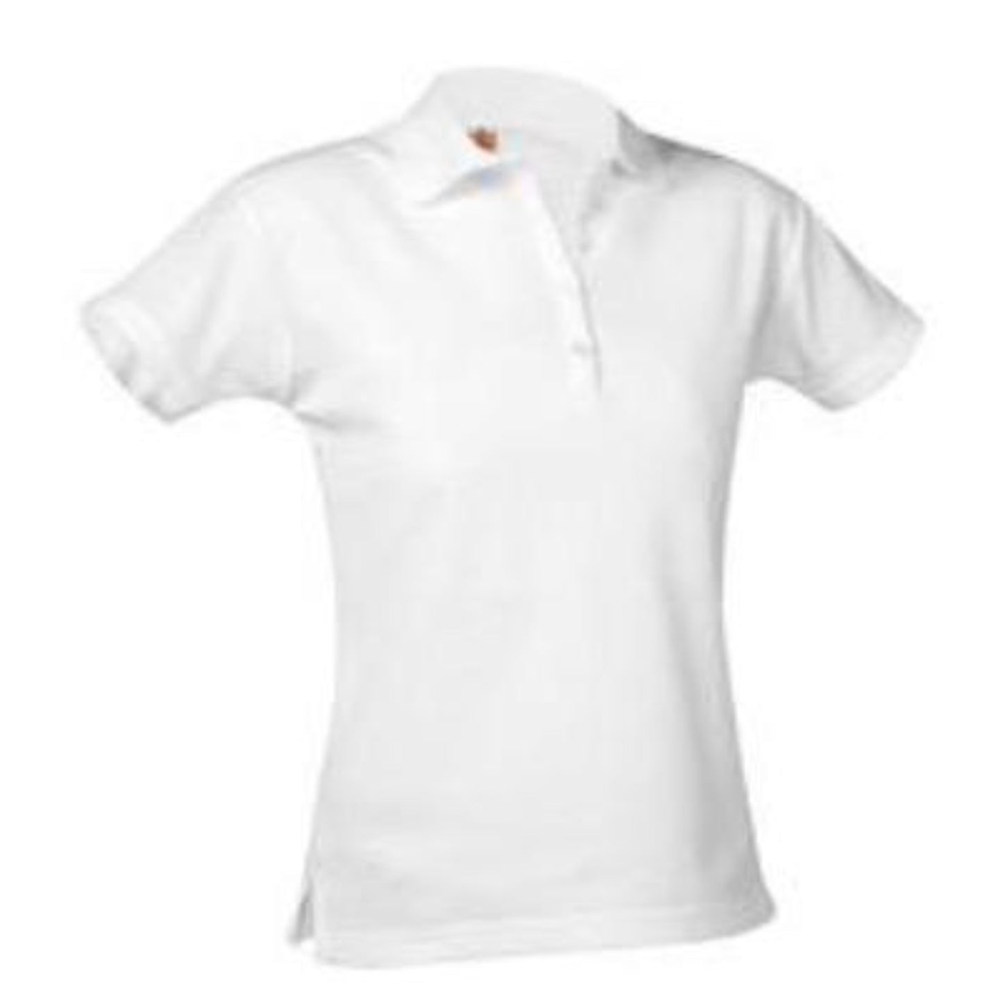 St Lawrence Girls Short Sleeve Fitted Pique Knit-White-Logo