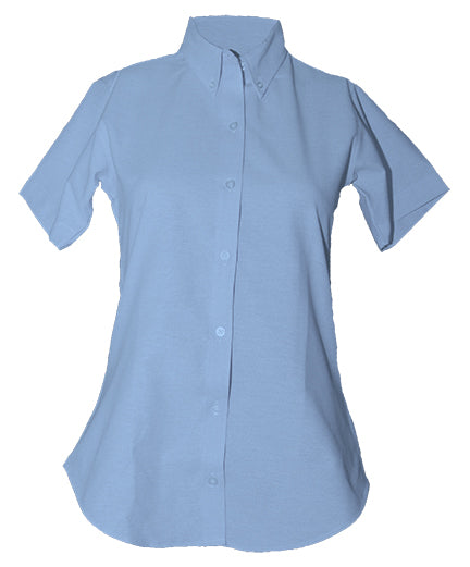 Girls Fitted Short Sleeve Button Down Oxford