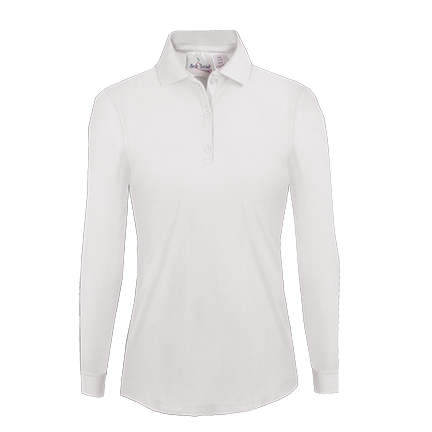 Girls Long Sleeve Knit Polo-White