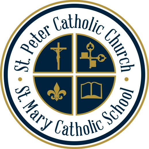 St Mary Boy’s Church Long Sleeve Oxford-White, NEW LOGO