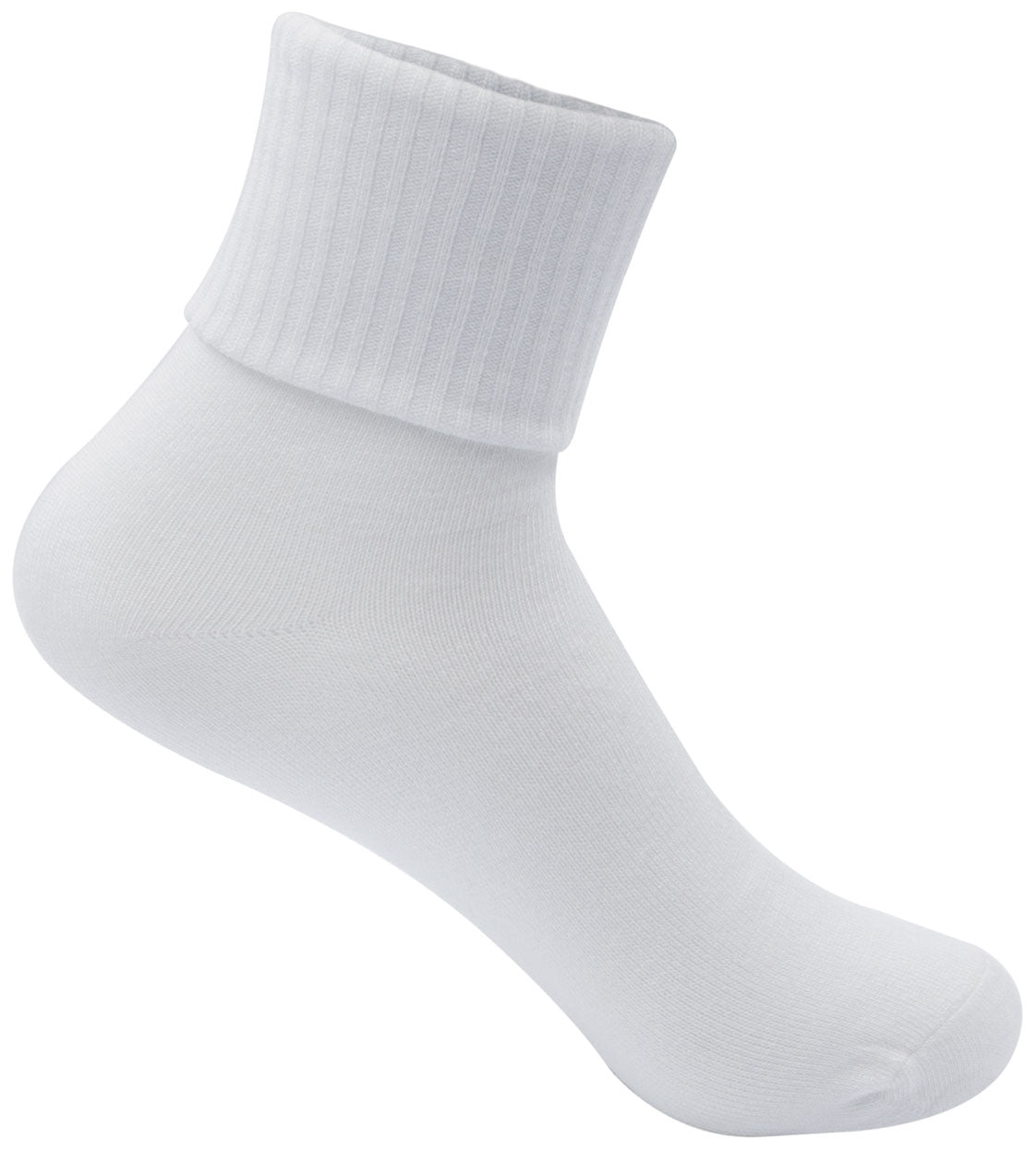 Fold Down Sock - White, 3 pack