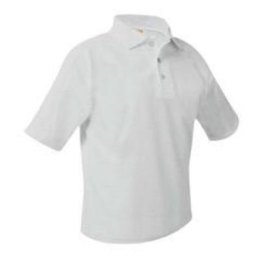 Unisex Short Sleeve Pique Knit Polo-White