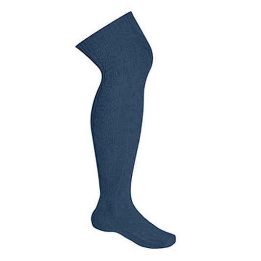 Girls Cable Knit Tights-Navy