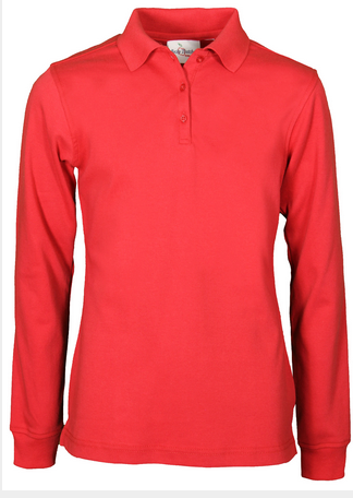 HFRS Girls Long Sleeve Knit Polo-Red