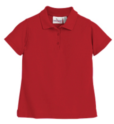HFRS Girls Short Sleeve Fitted Pique Knit-Red